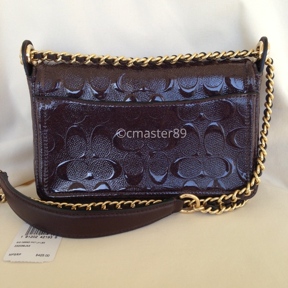 π΄SOLDπ΄Coach Glitter Oxblood Patent Leather - Picture 3 of 8